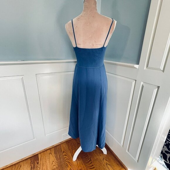Theory Fit & Flare Tank Dress Crepe Combo Steel Blue Medium - Picture 6 of 9